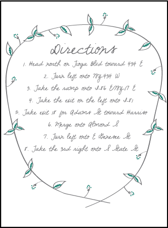 Vintage Leaves Letterpress Direction Design Medium