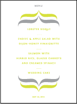Avion Letterpress Menu Design Small