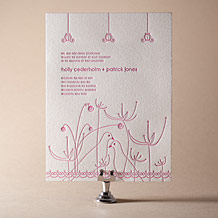 'Birds Letterpress Invitation Design Small'