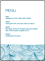 Camilla Letterpress Menu Design Small