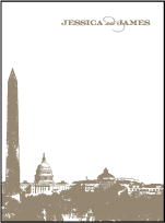 Charmed Washington DC Letterpress Thank You Card Flat Design Small