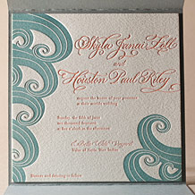 'Erte Beach Letterpress Invitation Design Small'