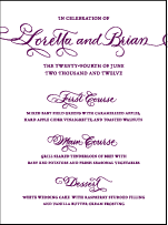 Loretta Formal Letterpress Menu Design Small
