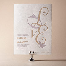 'Lovebirds Letterpress Invitation Design Small'