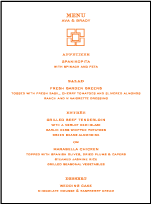 Palmas Letterpress Menu Design Small