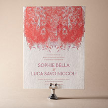 'Peacock Feathers Letterpress Invitation Design Small'