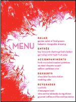 Peacock Feathers Letterpress Menu Design Small