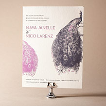 'Peacock Full Letterpress Invitation Design Small'