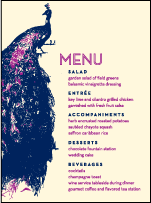 Peacock Full Body Letterpress Menu Design Small