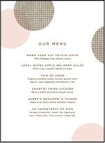Polka Stripe Letterpress Menu Design Small