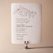 'Ribbon Heart Letterpress Invitation Design Small'