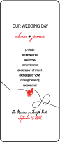 Ribbon Heart Letterpress Program Tea Design Small