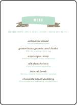 Ribbon Letterpress Menu Design Small