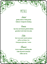 Romantic Floral Letterpress Menu Design Small