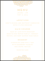 Rose Letterpress Menu Design Small
