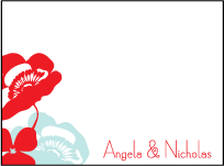 Simple Poppy Letterpress Thank You Card Flat Design Small