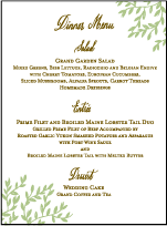 Sonoma Calligraphy Letterpress Menu Design Small