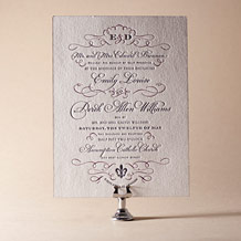 'Traditional Script Letterpress Invitation Design Small'