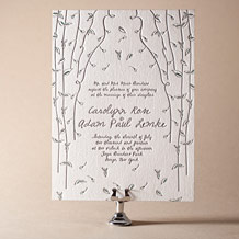 Vintage Leaves Letterpress Invitation Design Small
