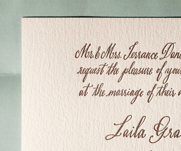 Belle Calligraphy Letterpress Wedding Invitation 3