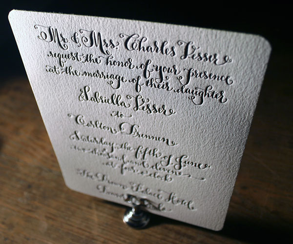 Bescal Calligraphy Letterpress Wedding Invitation 1