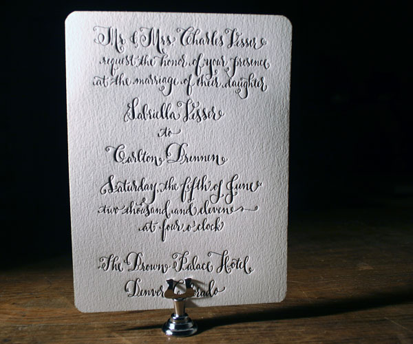 Bescal Calligraphy Letterpress Wedding Invitation 4
