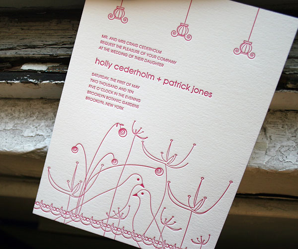 Birds Letterpress Wedding Invitation