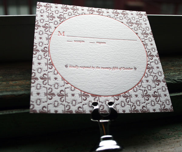 Caprilla Letterpress Wedding Invitation 2