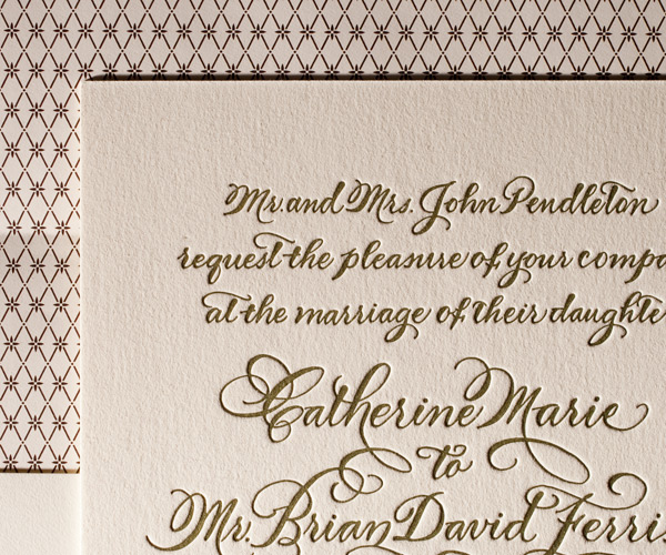 Classic Calligraphy Letterpress Wedding Invitation