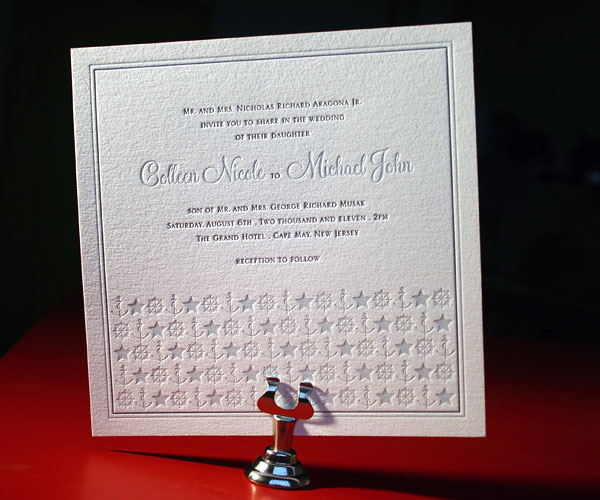 Commodore Letterpress Wedding Invitation 1