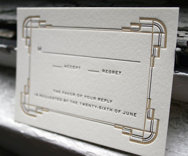 Deco Letterpress Wedding Invitation 2