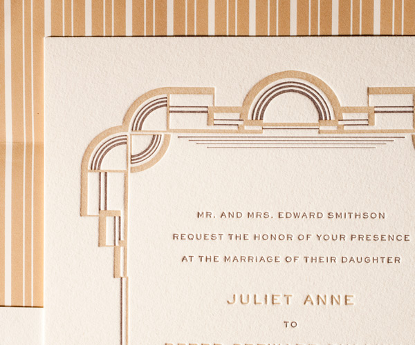 Deco Letterpress Wedding Invitation 3
