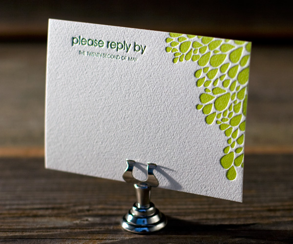 Dewdrop Letterpress Wedding Invitation 2