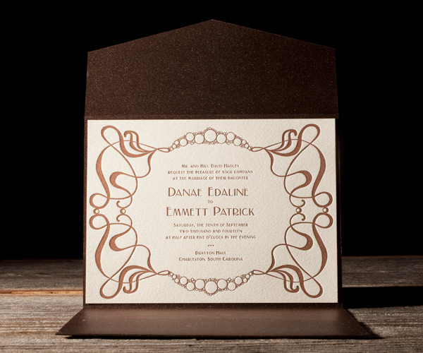 Emile Letterpress Wedding Invitation 1