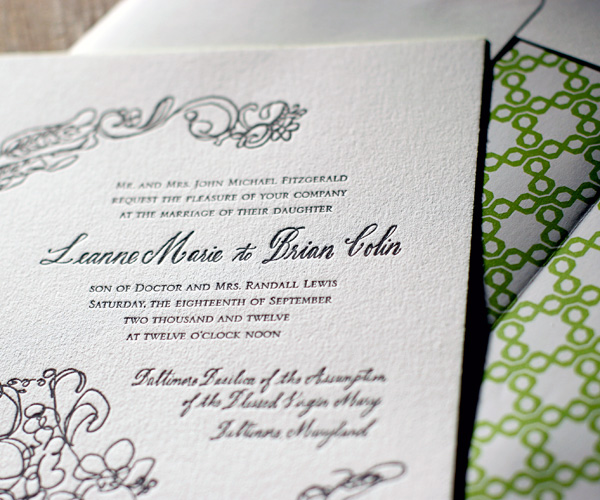 Flourish Letterpress Wedding Invitation