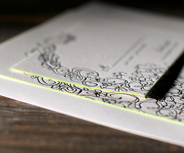 Flourish Letterpress Wedding Invitation