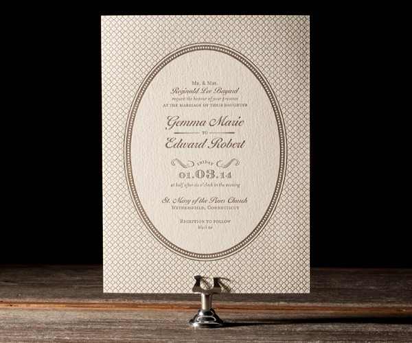 Harlow Letterpress Wedding Invitation 1