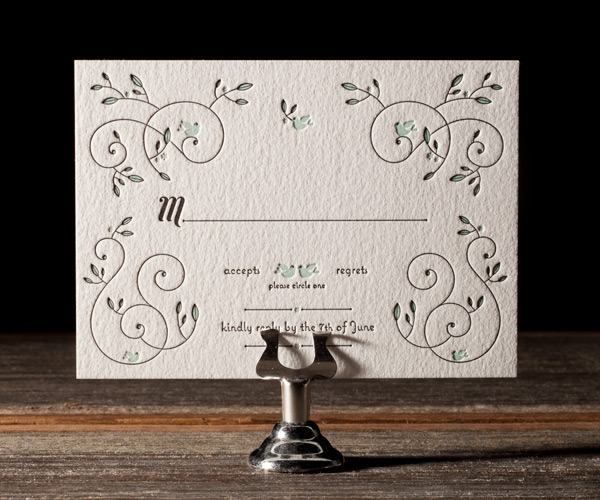 Hendrix 2 Letterpress Wedding Invitation 2
