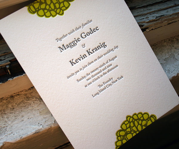 Joyful Yarrow Letterpress Wedding Invitation