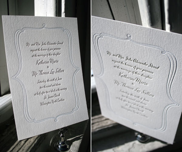 Marie Letterpress Wedding Invitation 1