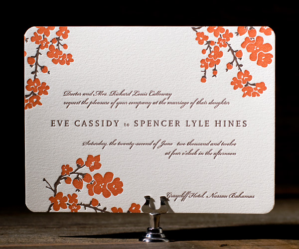 Mimosa Letterpress Wedding Invitation