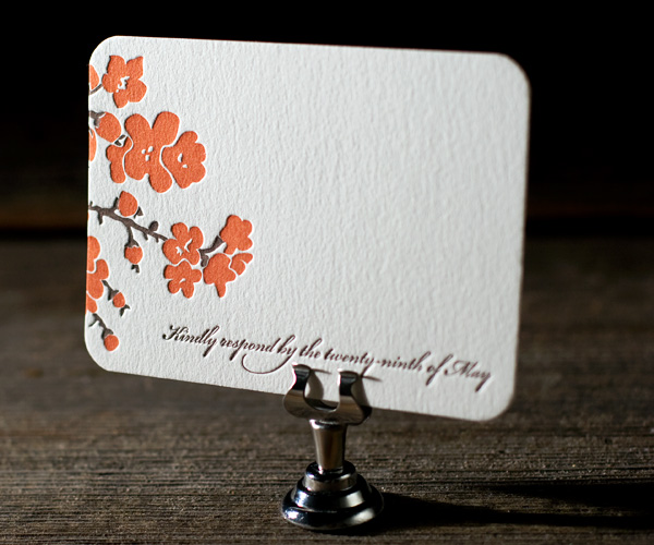 Mimosa Letterpress Wedding Invitation