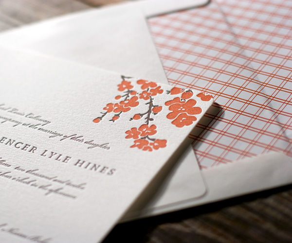 Mimosa Letterpress Wedding Invitation