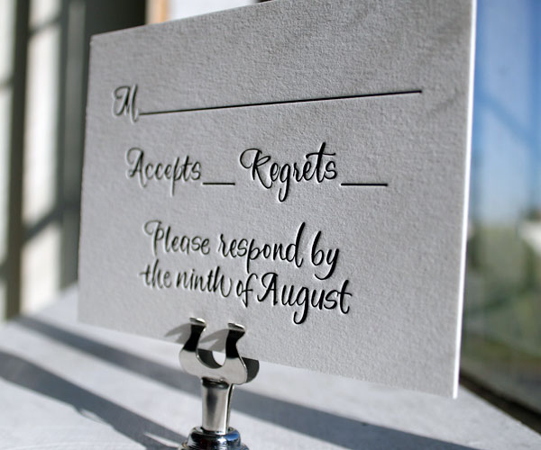 Modern Calligraphy Letterpress Wedding Invitation