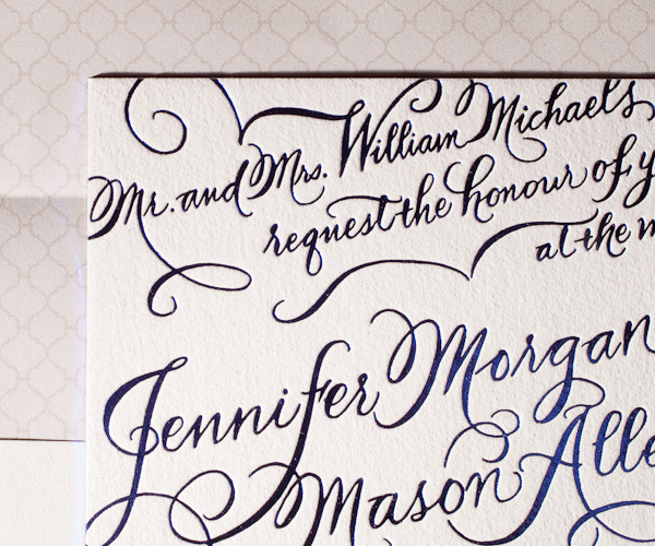 New Calligraphy Letterpress Wedding Invitation 3