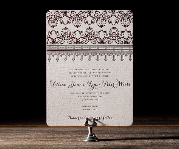 Nouveau Letterpress Wedding Invitation 1