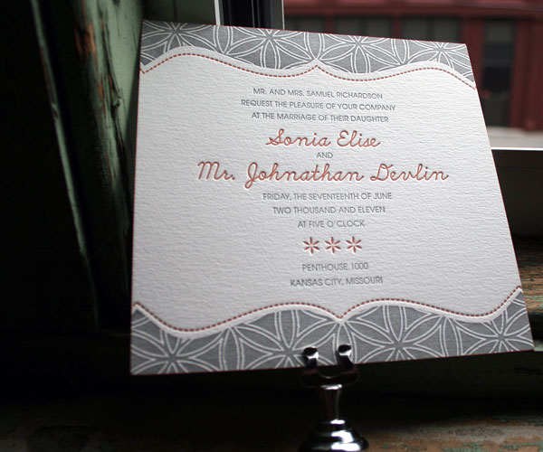 Ollie Letterpress Wedding Invitation 1