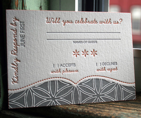 Ollie Letterpress Wedding Invitation 2