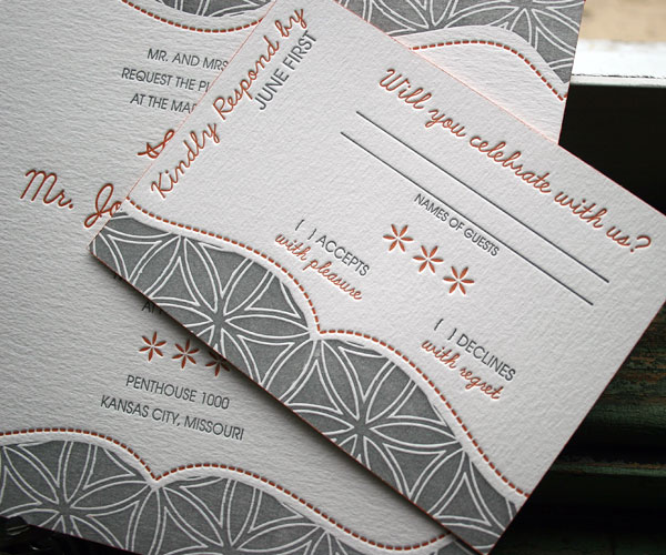 Ollie Letterpress Wedding Invitation 4