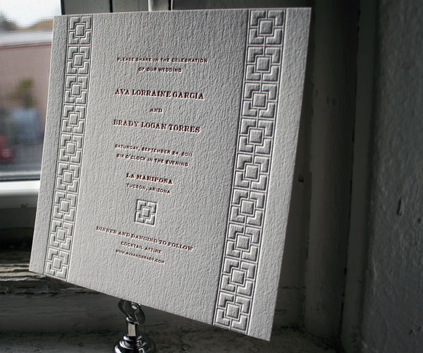Palmas Letterpress Wedding Invitation 1